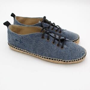 Manebi Espadrilles Mens 45 EU 12 US Denim Blue Lace Up Jute Resort Casual Shoes